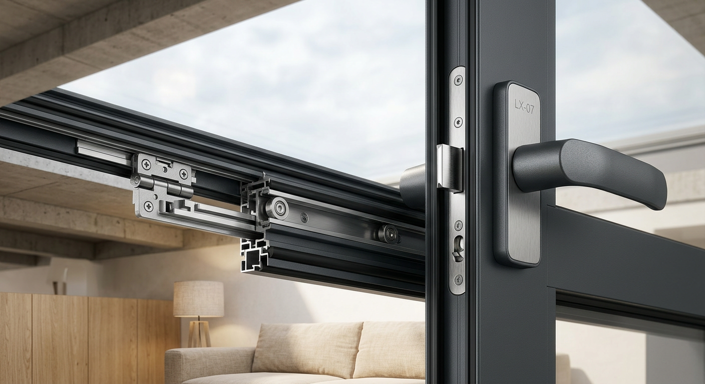 lx 07 medium sliding hardware close-up