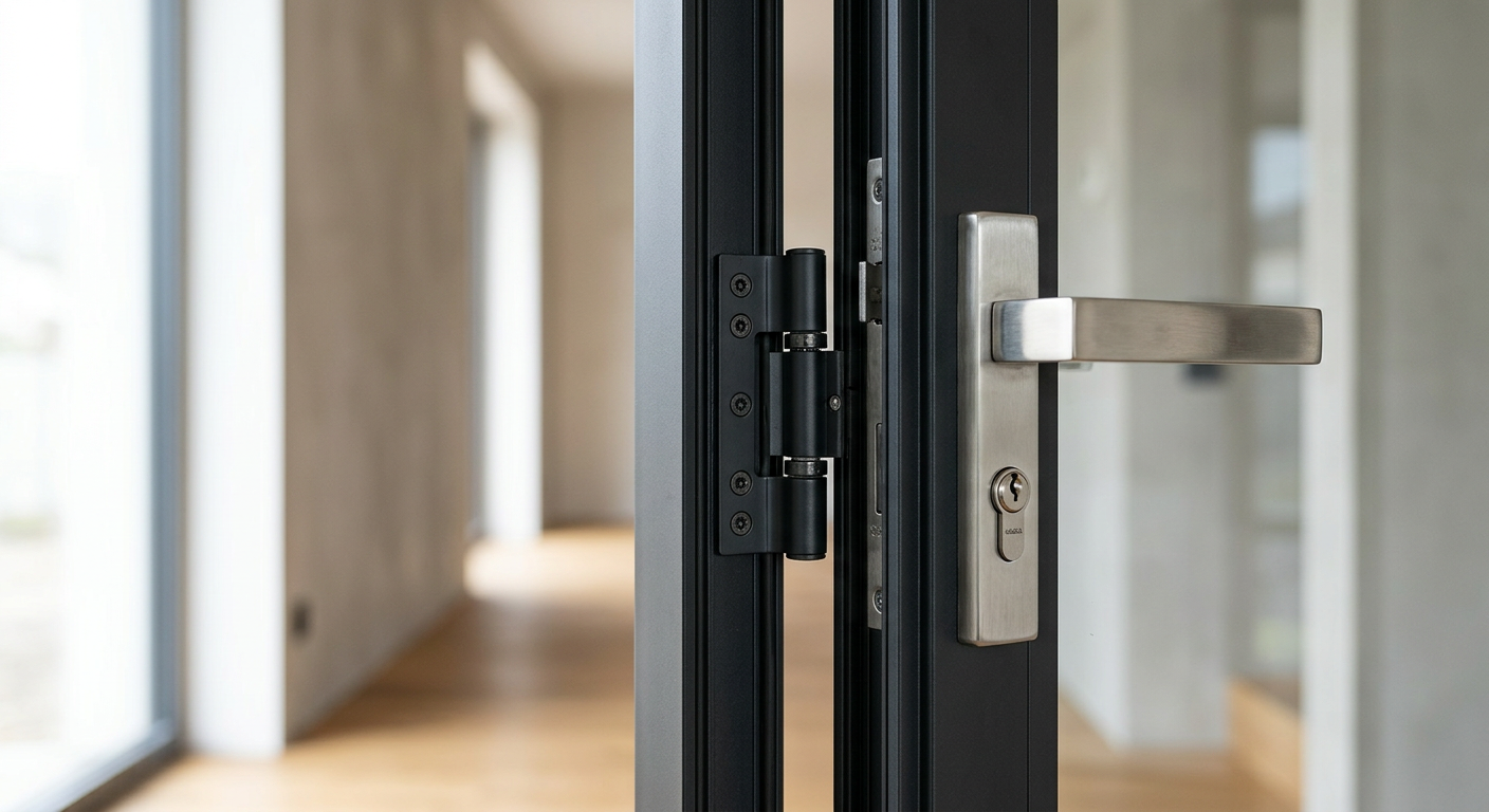 ultra narrow casement hardware close-up