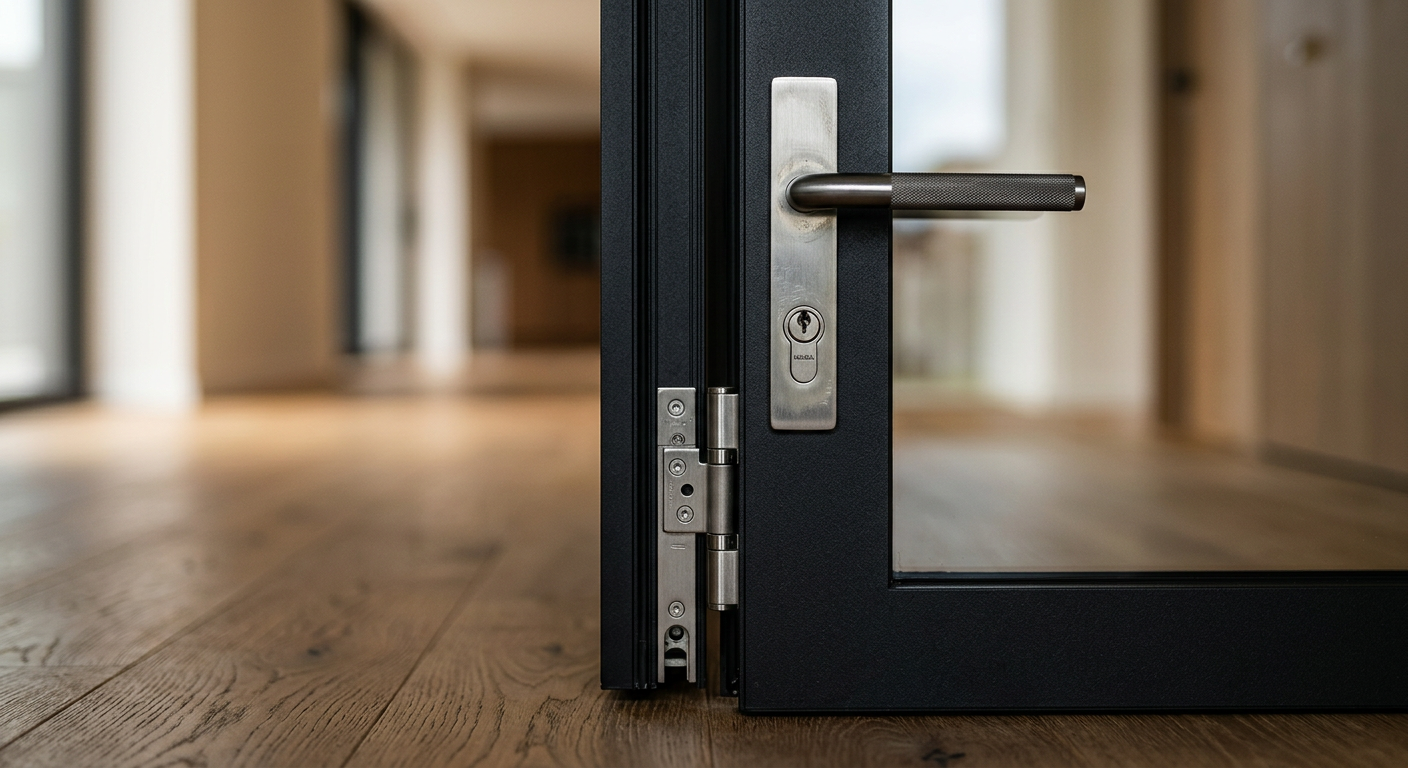 40 ultra narrow casement hardware close-up