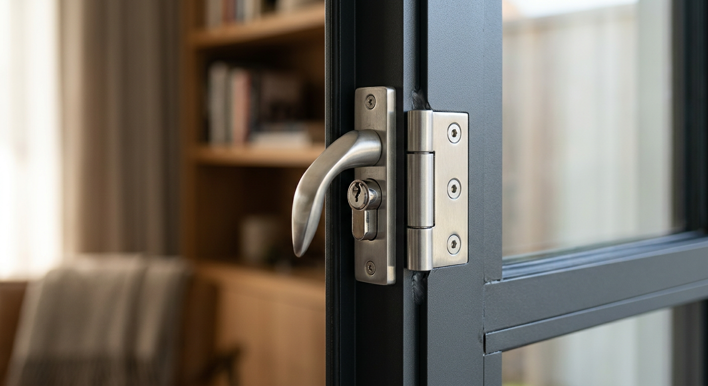 35 mid narrow casement hardware close-up