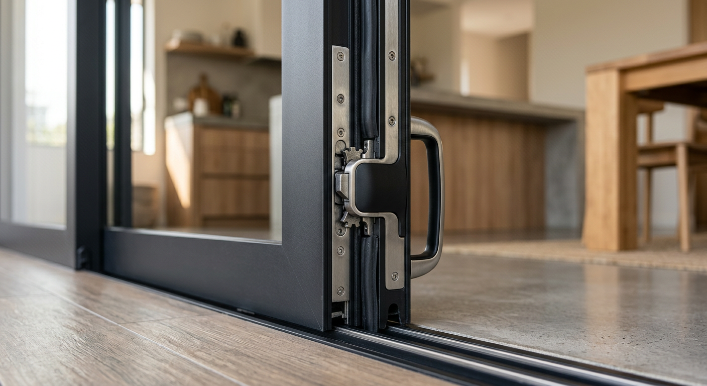 sliding hanging hardware close-up
